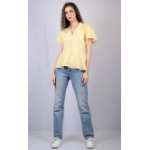 Yellow Embellished V-Neck Flutter Sleeves Peplum Top (OTL-TPS1004)-Yellow / XL