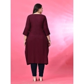 PrettyPlus by Desinoor.com Rayon Solid Straight Womens Kurti - Wine ( Pack of 1 ) - None