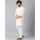 KLOSET By RIAG Cream Cotton Regular Fit Men's Kurta Pyjama Set ( Pack of 1 ) - None