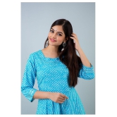 Lee Moda - Turquoise Cotton Women's Flared Kurti ( Pack of 1 ) - XL