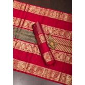 Preorder-Exquisite Green Kanjivaram Pure Silk Saree with zari checks  and 11” spectacular borders  | SILK MARK CERTIFIED