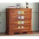 SAHIRAM CHOUDHARY;  Solid Sheesham Wood Handcrafted Chest of Drawers with 4 Drawers Sideboard Cabinet Storage || Kitchen Cabinet || Bedroom Furniture, Durable Handcrafted Sideboard