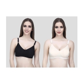 Elina - Black Cotton Non Padded Womens T-Shirt Bra ( Pack of 2 ) - None