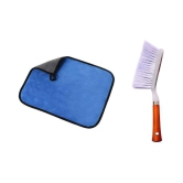 INGENS Combo of Car and Carpet Cleaning Brush and Microfiber Cleaning Cloths,40x40cms 600GSM Highly Absorbent, Lint and Streak Free,Wash Cloth for Car, Window(Pack of 1 Cloth and 1 Brush)