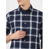 UrbanMark Mens 100% Cotton Full Sleeves Slim Fit Check Casual Shirt-Navy - None