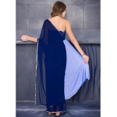 clafoutis Chiffon Solid Saree With Blouse Piece - Navy Blue ( Pack of 1 ) - Navy Blue