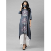 Rigo - Grey Viscose Womens Asymmetrical Kurti - L