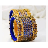 Handmade Gold Plated Kundan Stone Blue Lac Bangles (Set of 4)