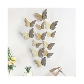 PINDIA Gold 12 pcs 3D Metal BUTTERFLY for Party Décor 3D Sticker ( 12 x 7 cms )