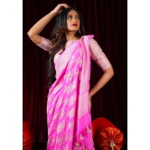 Rose Jaal on Pure Banarasi Silk Georgette Saree in Pink | SILK MARK CERTIFIED