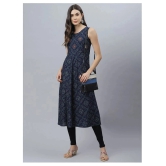 Stylum - Navy Rayon Womens Flared Kurti - M