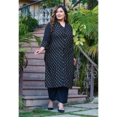 PrettyPlus by Desinoor.com Rayon Printed Front Slit Womens Kurti - Black ( Pack of 1 ) - None