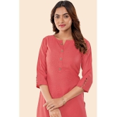 Glomee - Coral Cotton Women's Straight Kurti ( Pack of 1 ) - None