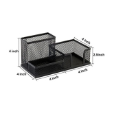 GEEO 3 Compartment Metal Mesh Desk Organizer Stationary Storage Stand Pen/Pencil Holder for Office, Home, and Study Table Small Items Storage Box