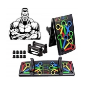 Push Up Board -with 14-in-one Muscle Toning System, Multifunctional Colour Coded Foldable Push up Board for Body - Black