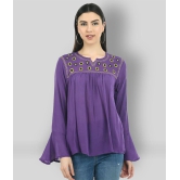 SAAKAA - Purple Rayon Women''s A-Line Top ( Pack of 1 ) - S