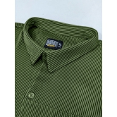 Stripe Textured Olive Full Sleeve Shirt-XL / Olive