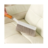 INGENS Long Bristle Plastic Cleaning Brush Along with Wooden Handle for Carpet,Mats,Car Seat,Curtains and Household Upholstery Plastic Wet and Dry Brush (White)