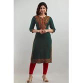 offline selection - Green Cotton Blend Women''s Straight Kurti ( Pack of 1 ) - None