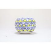 Khurja Pottery Indoor Pot Apple shape Yellow Colour Big Size 5 Inchs