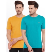 Lycos - Cotton Blend Regular Fit Blue Men's T-Shirt ( Pack of 2 ) - None