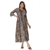 HIGHLIGHT FASHION EXPORT Cotton Brown A- line Dress - Single - M