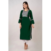 Kapadia - Green Rayon Womens Straight Kurti ( Pack of 1 ) - None