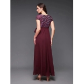 Miss Chase Georgette Self Design Full Length Womens Gown - Wine ( Pack of 1 ) - None