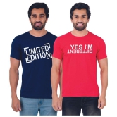 ferocious - Navy Cotton Regular Fit Men's T-Shirt ( Pack of 2 ) - None