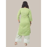 Lucknowi Chikankari Fine Embroidered Cotton Kurti and Palazzo Set Light Green