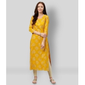 KIPEK - Yellow Rayon Womens Straight Kurti - L