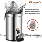 Mumma's LIFE Stainless Steel Plain Pedal Bin with Plastic Bucket And Lid | Garbage Bin Trash Can, Round Shape Dustbin For Home, Bathroom, Kitchen, Room, Office (Pedal Bin 12 * 20inch 22LTR)