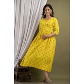 KASHVI Creation Women's Cotton Floral Printed Anarkali Maternity Feeding Kurti ( Yellow)