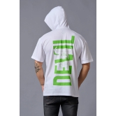 Devil (in Green) Printed White Hooded Oversized T-Shirt for Men 5XL