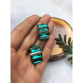 Faux Emerald Crystal Half Moon Studs