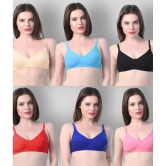 Kiran Enterprises - Multicolor Cotton Blend Non Padded Womens Everyday Bra ( Pack of 6 ) - None