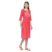 Alena - Red Linen Women's Straight Kurti - S