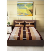 Abhikram - Brown Cotton Double Bedsheet with 2 Pillow Covers - Brown