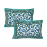 FrionKandy Living Cotton Abstract Double Bedsheet with 2 Pillow Covers - Turquoise - Turquoise