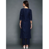 Antaran Cotton Blend Embellished Kurti With Pants Womens Stitched Salwar Suit - Navy ( Pack of 1 ) - None