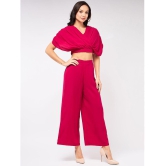 Zima Leto Womens Solid Pleated Top With Matching Pant Set - None