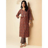 Vbuyz Cotton Printed Straight Womens Kurti - Brown ( Pack of 1 ) - None