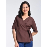 Organic Cotton Solid Coffee Warp Top-L