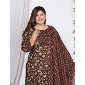 Swasti Cotton Printed Kurti With Palazzo Womens Stitched Salwar Suit - Brown ( Pack of 1 ) - None