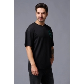 Never Give Up (in Green) Printed Black Oversized T-Shirt for Men XL