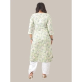 Pravia Lucknowi Chikankari Embroidery Premium Handwork Cotton Long Kurti with Pocket Pants, Flower Print, Set for Women