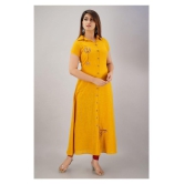 SVARCHI Yellow Cotton A-line Kurti - XL