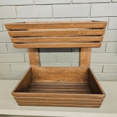 BARISH - Planter Basket 2 Tier I Handcrafted with Rubberwood | Planter Baskets for Living Room | Storage Baskets | Ideal for Gifting I 18 x 18 x 13 Inches