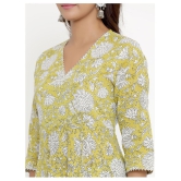 Angiya Yellow Cotton Angrakha Kurti - - XL