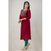 Preksha - Maroon Rayon Women's Straight Kurti ( Pack of 1 ) - None